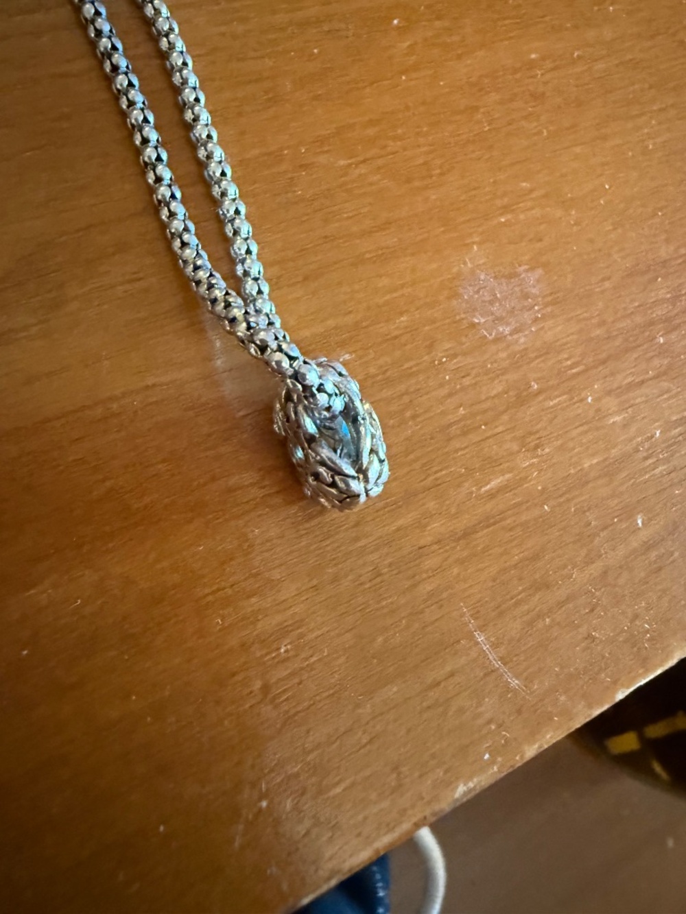 Silver Pendant Necklace with Sparkly Blue Stone - Picture 4 of 6